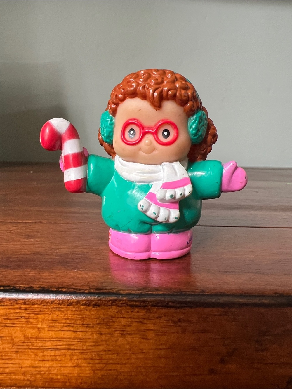 Little People Vintage Christmas Maggie Girl Candy Cane Scarf & Orange Hair -rare